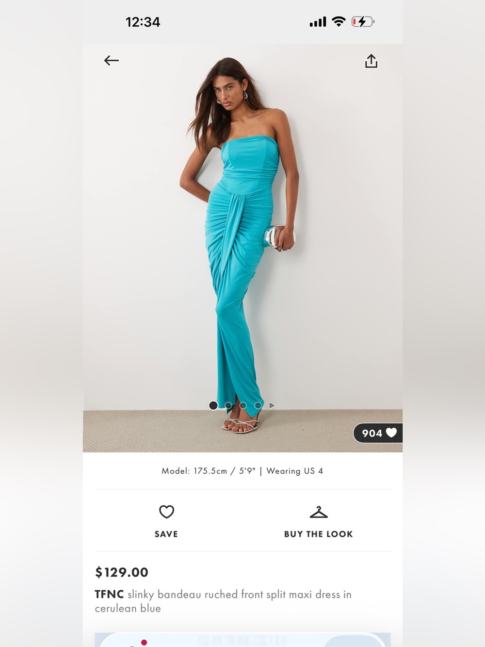 ASOS Cerulean Blue Strapless Ruched Maxi Skirt Dress